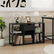 5-Cube Bookcase with Storage Drawer Freestanding Bookshelf Modern Display Rack-Black-Bookcases-DECOROLALA