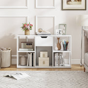 5-Cube Bookcase with Storage Drawer Freestanding Bookshelf Modern Display Rack-White-Bookcases-DECOROLALA