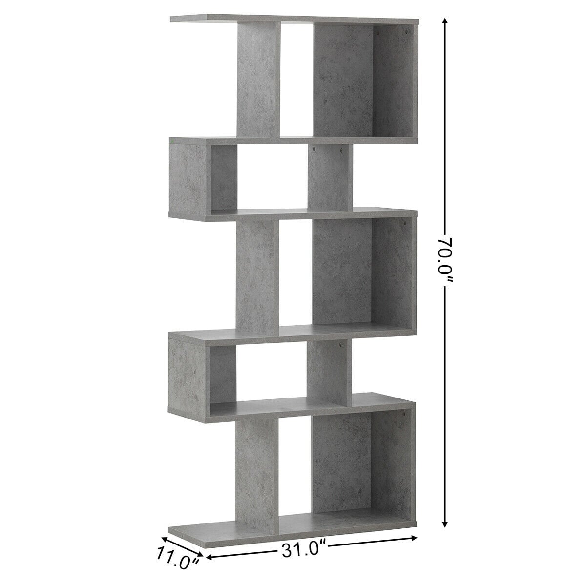 5 Cubes Ladder Shelf Corner Bookshelf Display Rack Bookcase-Gray-Bookcases-DECOROLALA