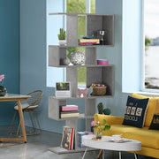 5 Cubes Ladder Shelf Corner Bookshelf Display Rack Bookcase-Gray-Bookcases-DECOROLALA