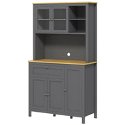 5-Door Kitchen Pantry Cabinet, Grey MDF Storage, 71" Adjustable Shelves-DECOROLALA