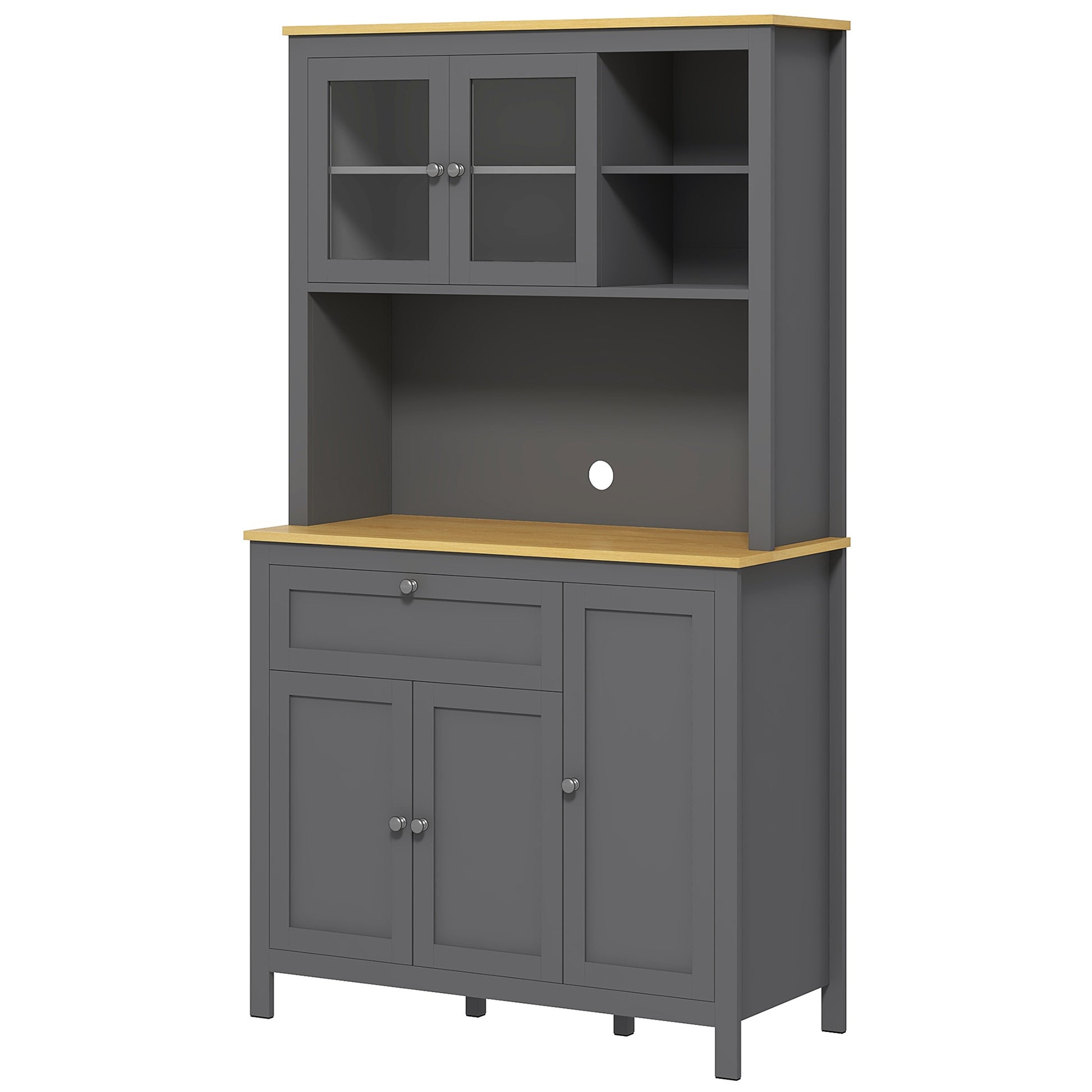 5-Door Kitchen Pantry Cabinet, Grey MDF Storage, 71" Adjustable Shelves-DECOROLALA