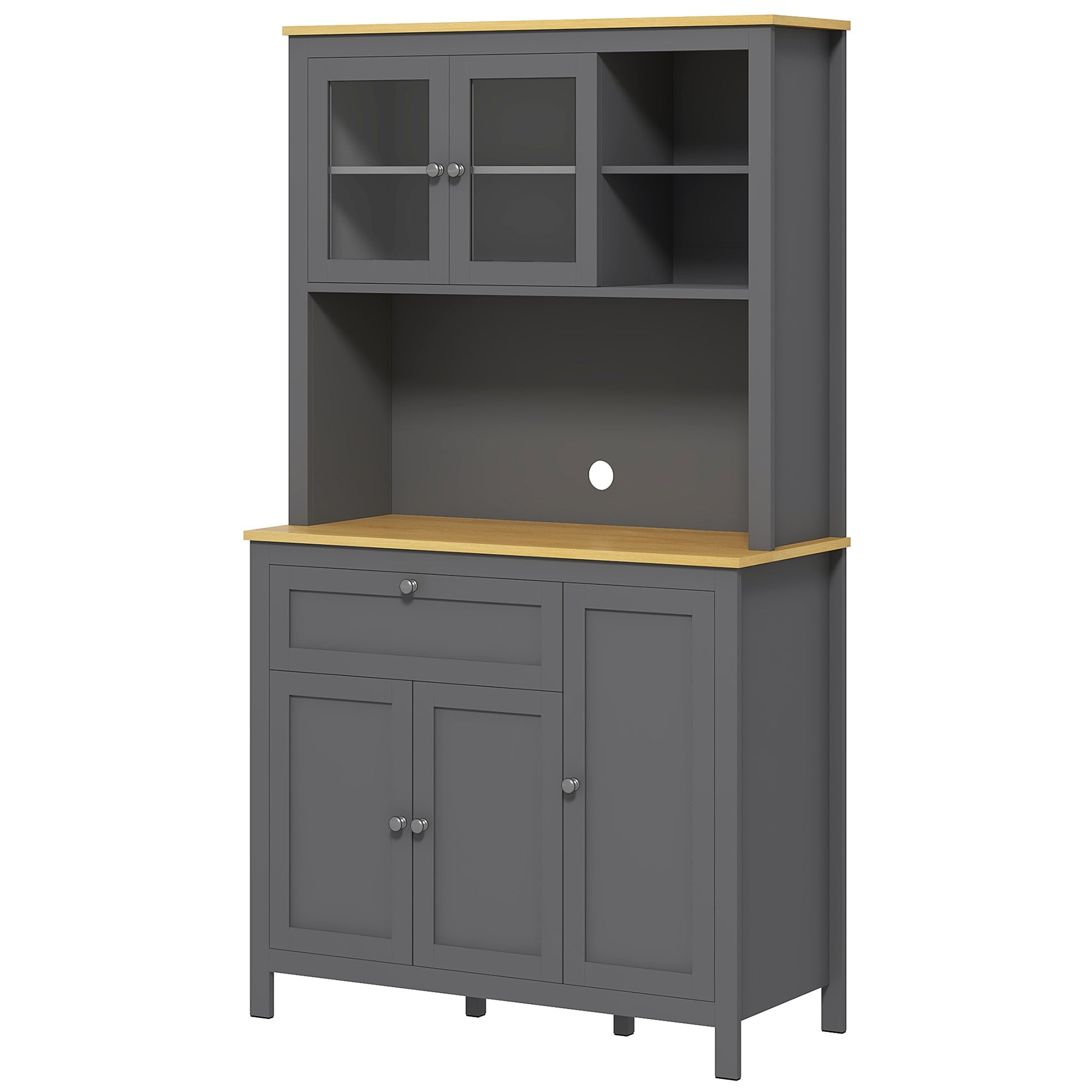 5-Door Kitchen Pantry Cabinet, Grey MDF Storage, 71" Adjustable Shelves-DECOROLALA