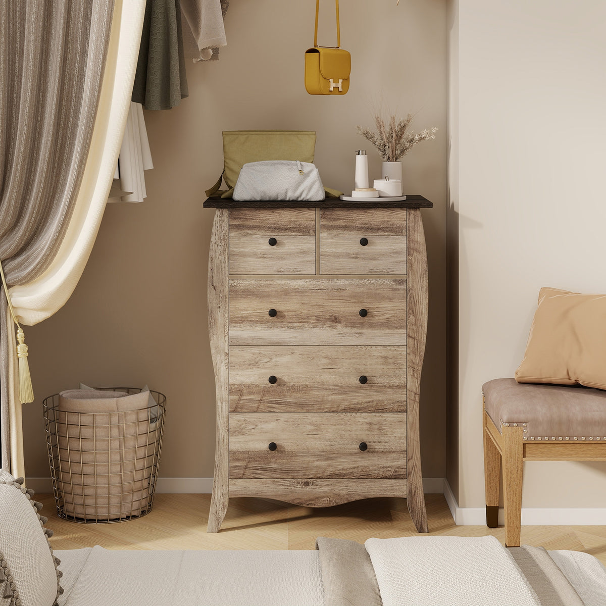 5-Drawer Dresser - Brown (min order qty 2)-Dressers & Chests-DECOROLALA