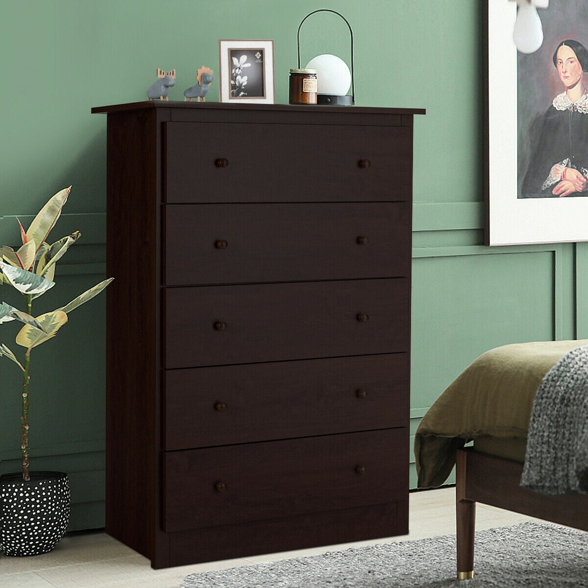 5-Drawer Dresser - Dark Brown (min order qty 2)-Dressers & Chests-DECOROLALA