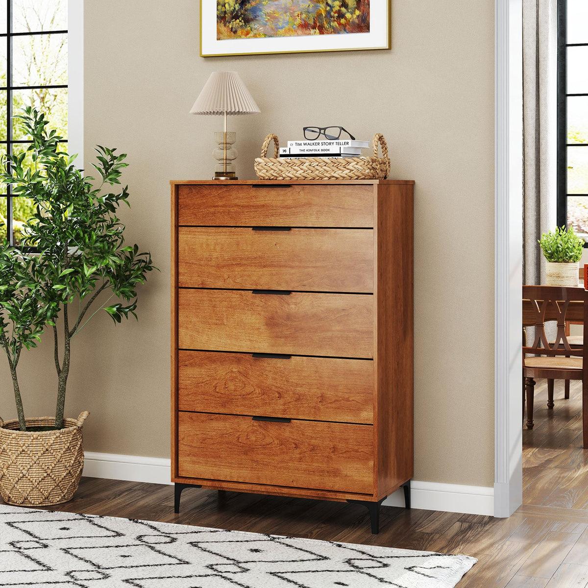 5-Drawer Dresser - Cherry (min order qty 2)-Dressers & Chests-DECOROLALA