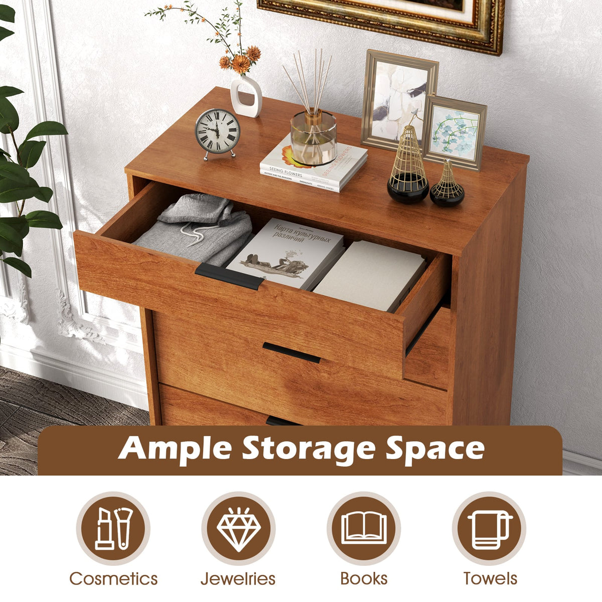 5-Drawer Dresser - Cherry (min order qty 2)-Dressers & Chests-DECOROLALA