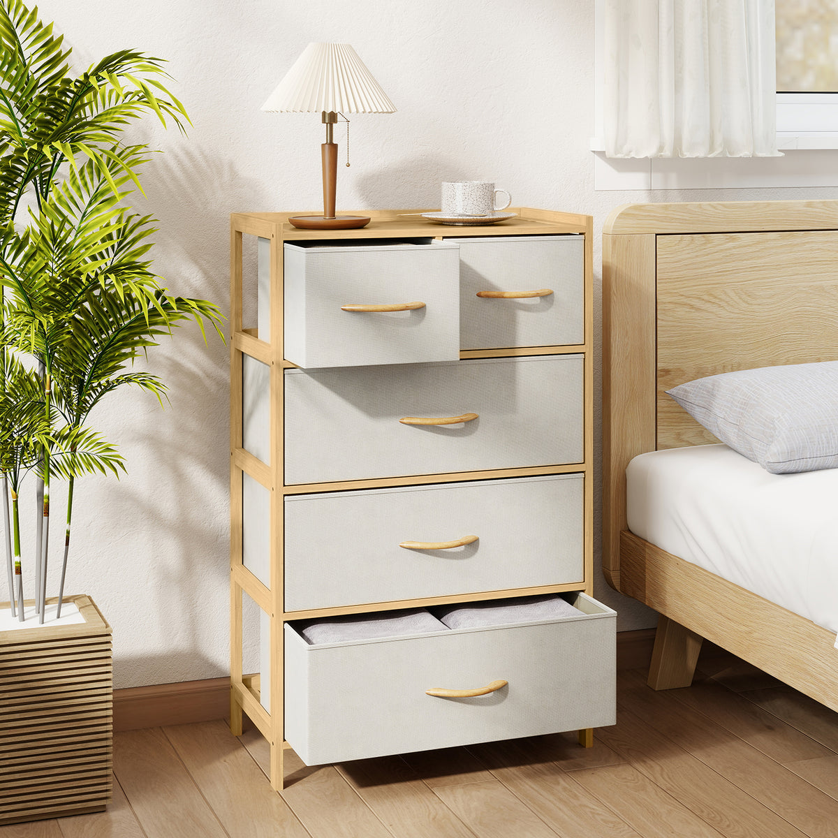 5-Drawer Dresser with Top Shelf for Bedroom-Natural-Dressers & Chests-DECOROLALA