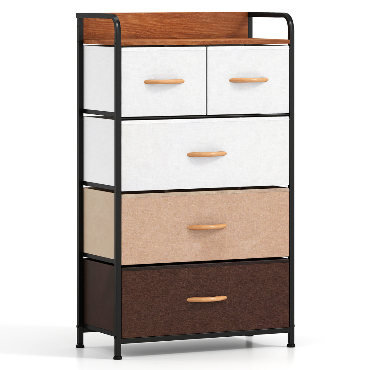 5-Drawer Fabric Dresser with Removable Fabric Bins-Multicolor-Dressers & Chests-DECOROLALA