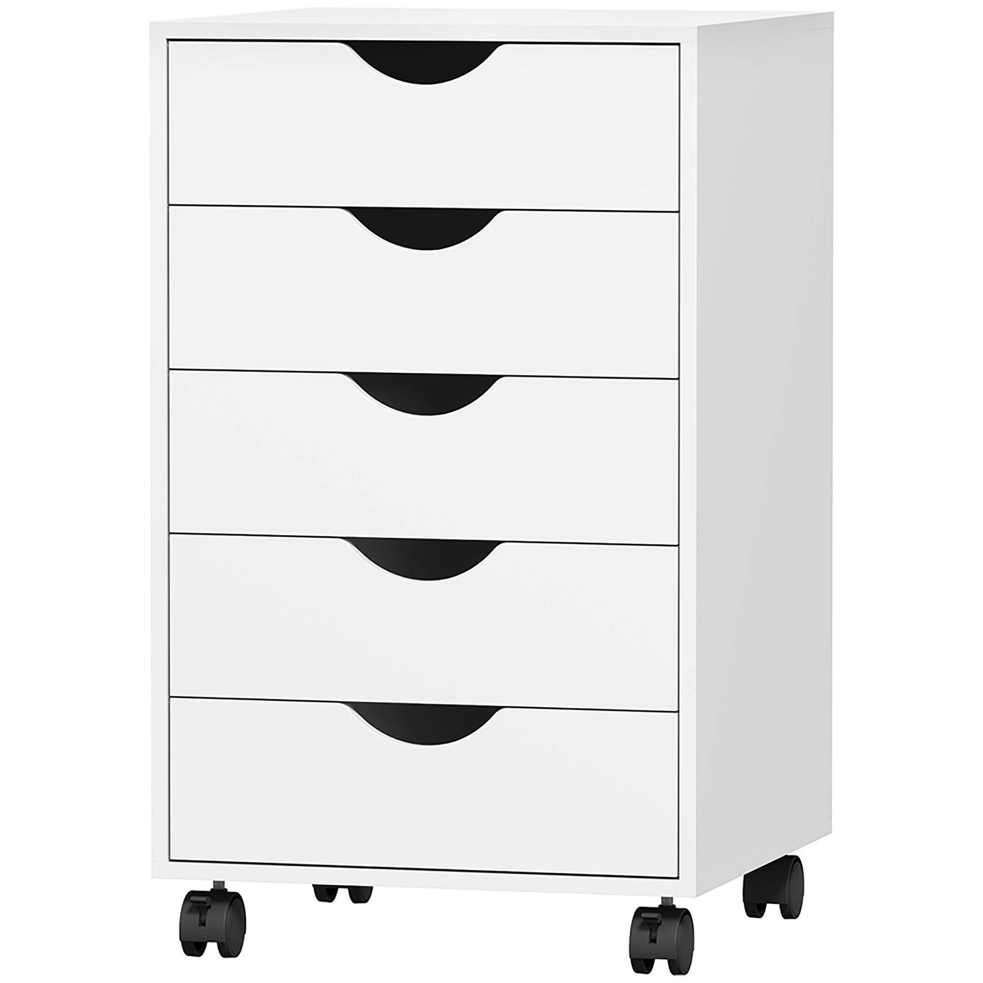 5-Drawer File Cabinet on Wheels - White MDF 26" H-Office Products > Office Furniture > Office Cabinets & Cupboards-DECOROLALA