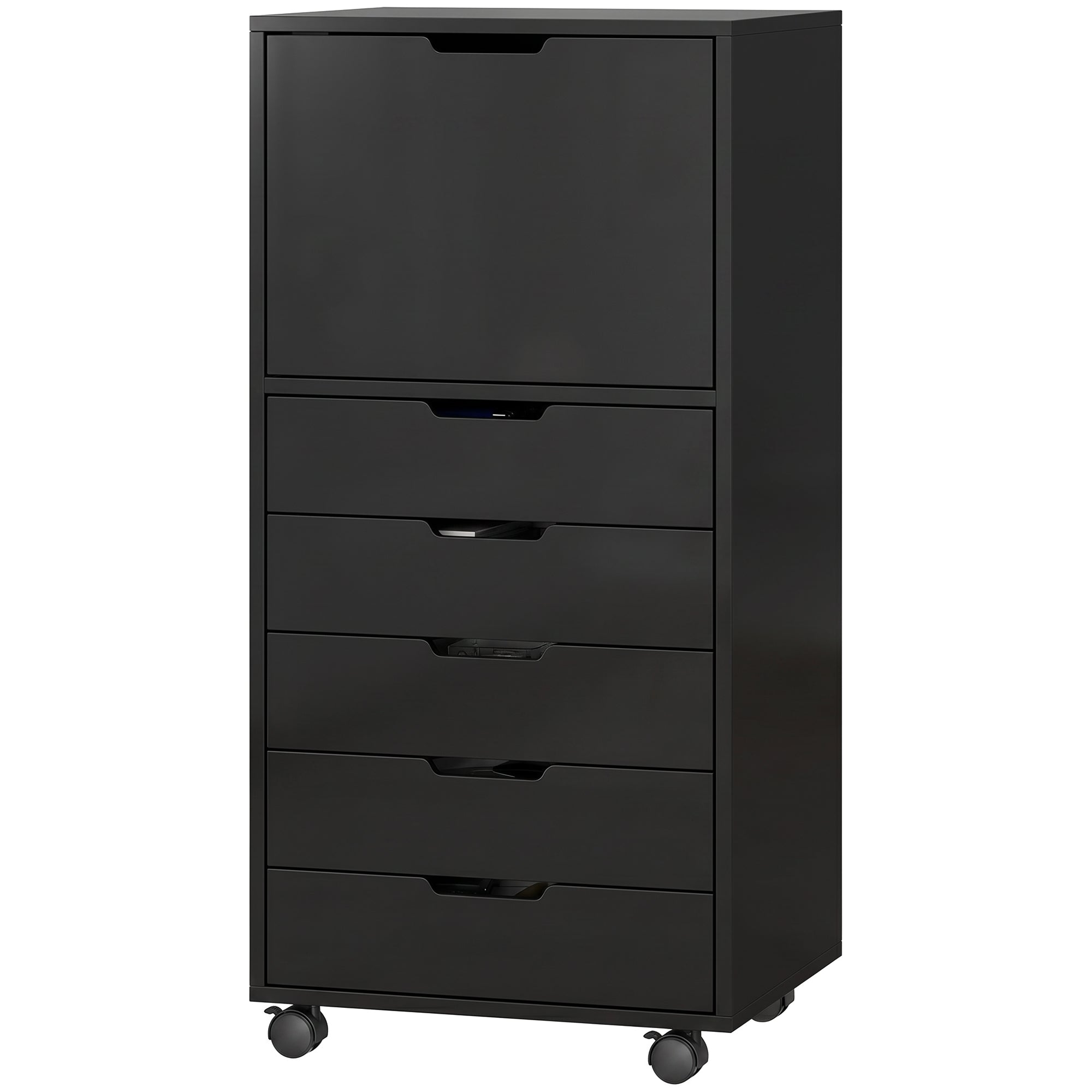 5-Drawer Mobile File Cabinet & Printer Stand - Black 39" H-Office Products > Office Furniture > Office Cabinets & Cupboards-DECOROLALA