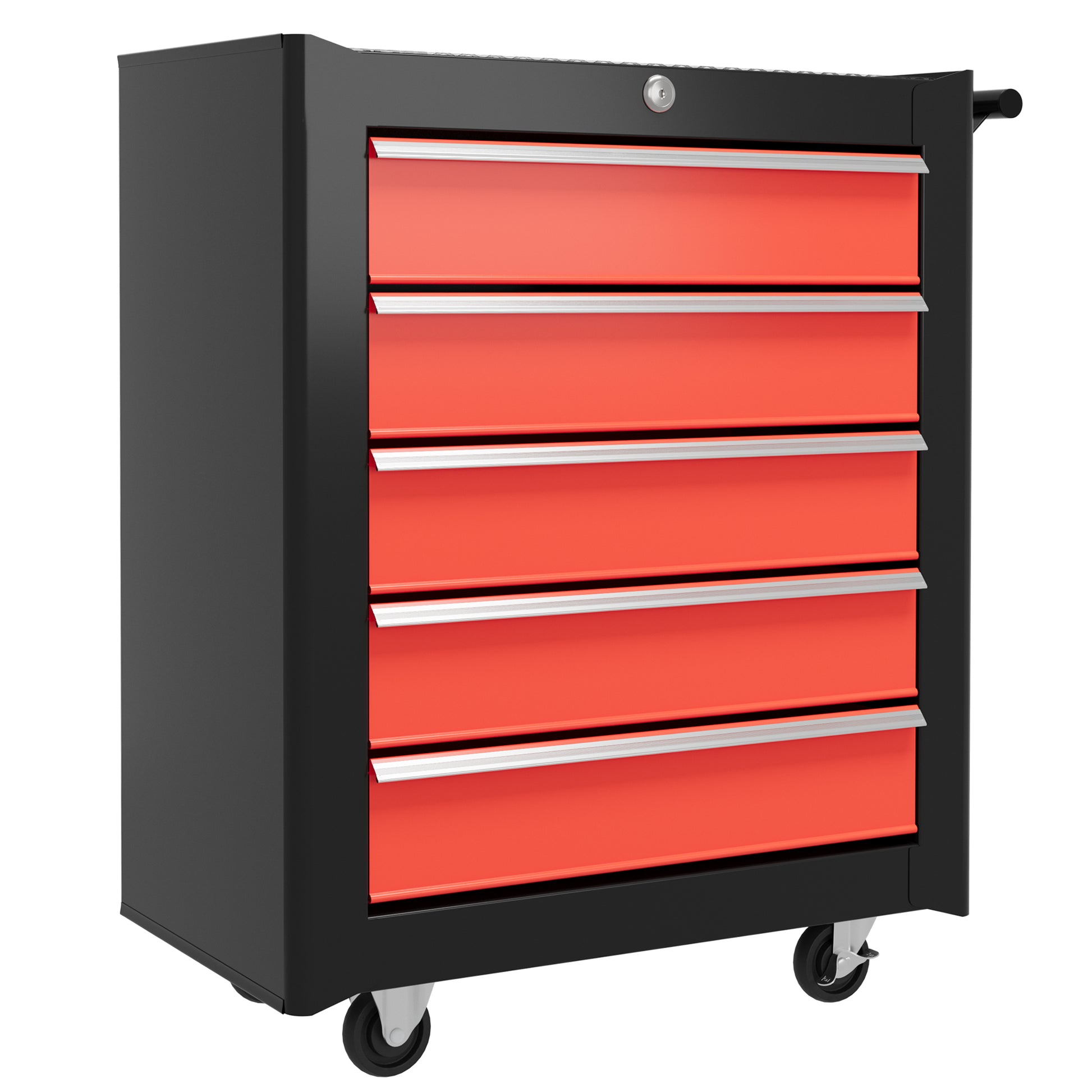 5-Drawer Roller Tool Chest - Steel Lockable Black/Red-DECOROLALA