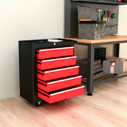 5-Drawer Roller Tool Chest - Steel Lockable Black/Red-Tool Organizers-DECOROLALA
