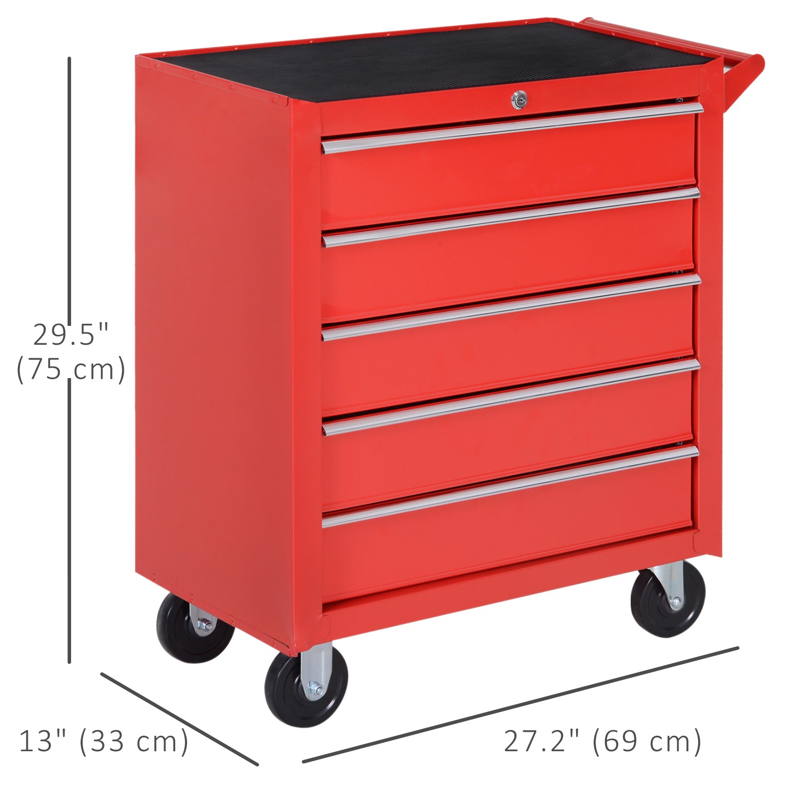5-Drawer Rolling Steel Tool Chest - Red 27"L x 30"H-DECOROLALA