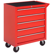 5-Drawer Rolling Steel Tool Chest - Red 27"L x 30"H-DECOROLALA