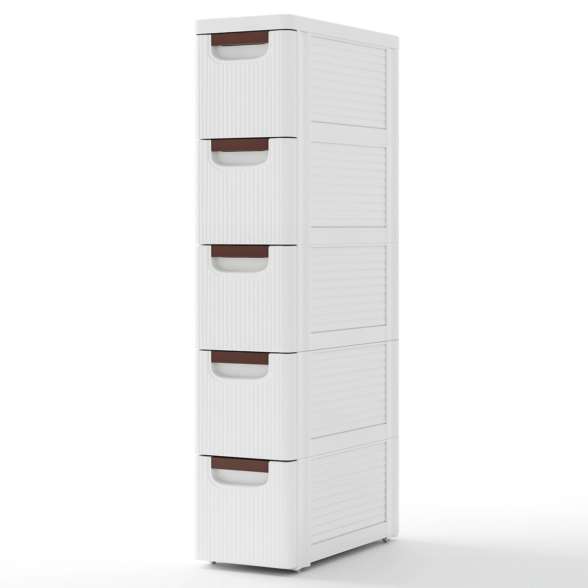 5-Drawer Rolling Storage Cabinet - White PP (min order qty 2)-Dressers & Chests-DECOROLALA