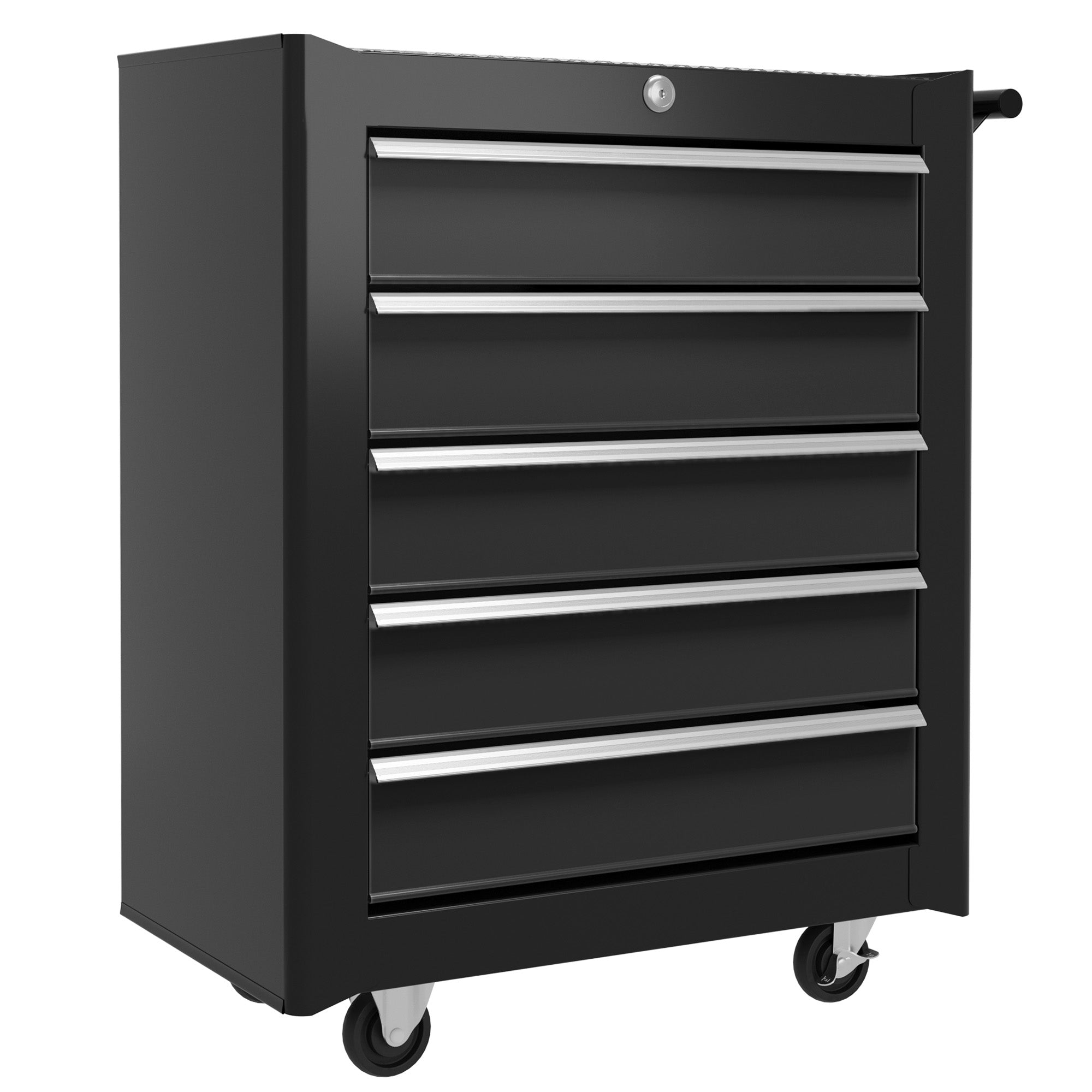 5-Drawer Rolling Tool Chest - Black Steel Storage Cabinet-DECOROLALA