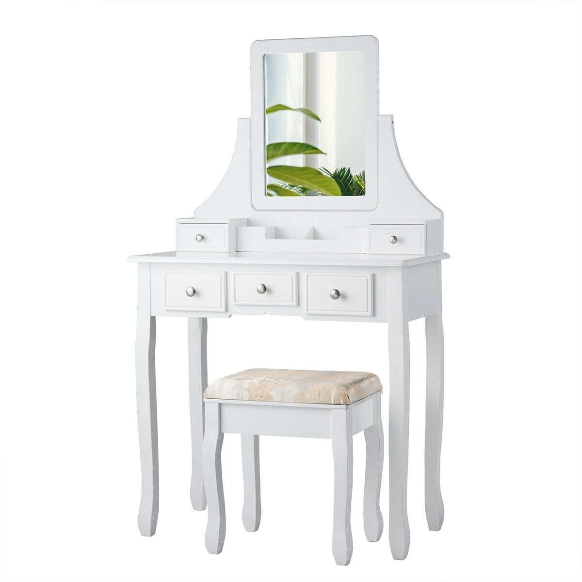 5 Drawers Removable Box Makeup Dressing Vanity Set-White-Makeup Vanities-DECOROLALA