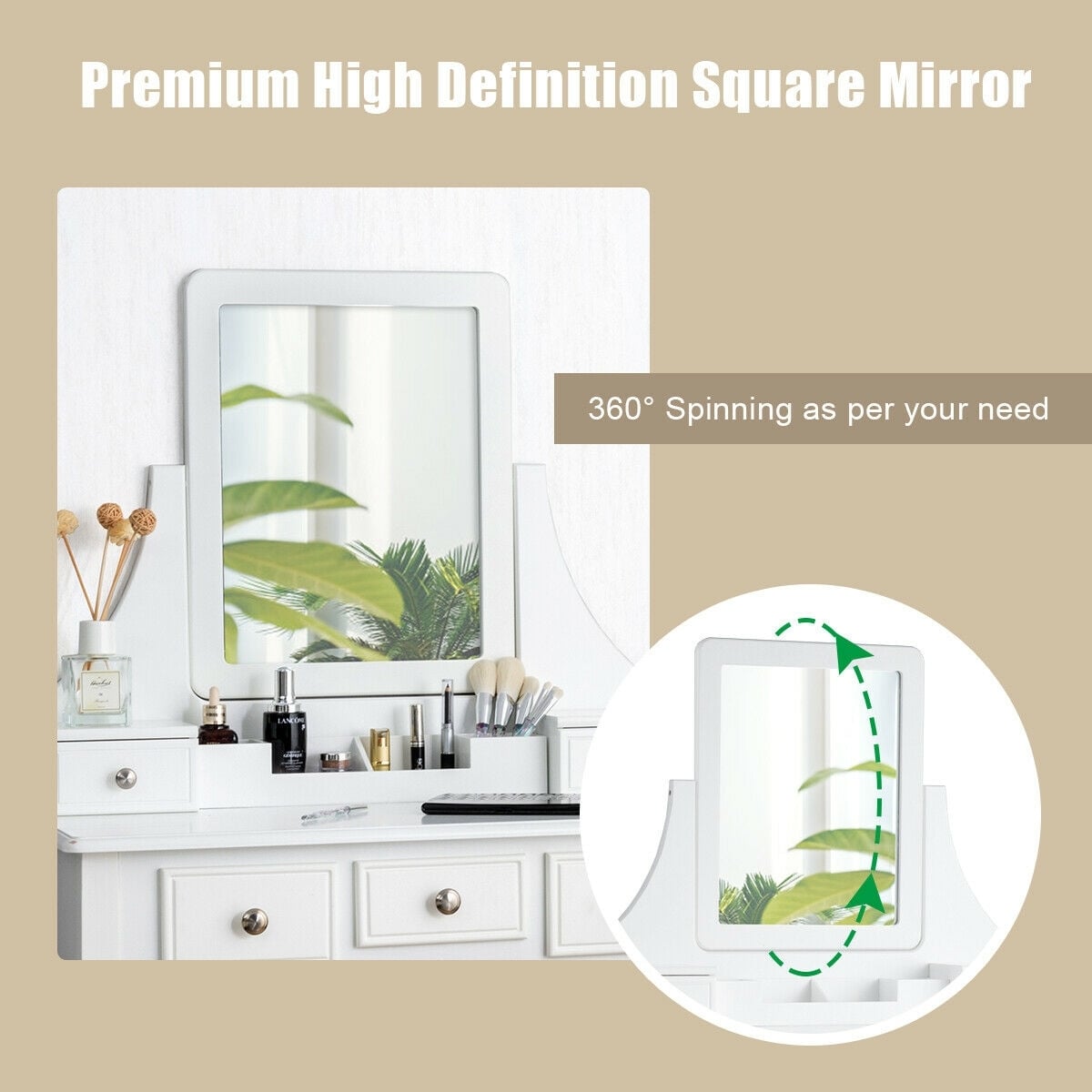 5 Drawers Removable Box Makeup Dressing Vanity Set-White-Makeup Vanities-DECOROLALA