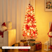 5 FT Artificial Christmas Tree Pre-lit Xmas Trees with 301 Red and White Branch Tips-Christmas Trees-DECOROLALA