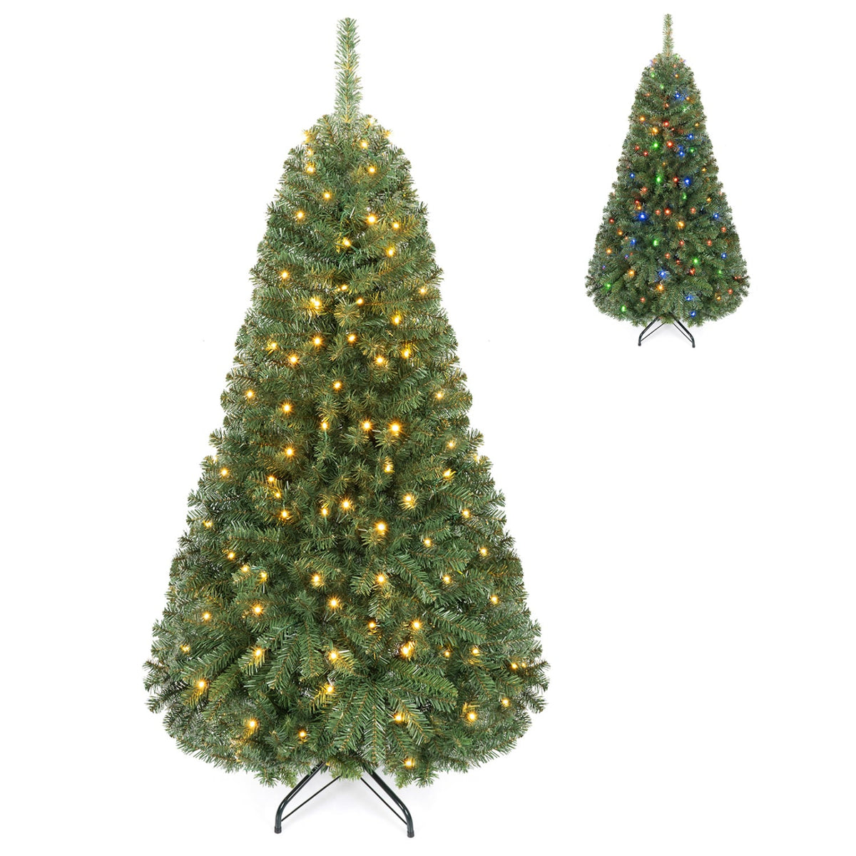5 FT Artificial Christmas Tree with 2 Lighting Colors and Folding Metal Stand-Christmas Trees-DECOROLALA