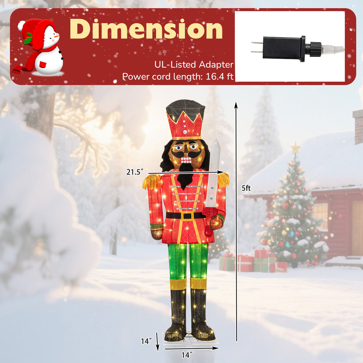 5 FT Giant Nutcracker with Glitter Sword for Outdoor-Christmas Inflatables-DECOROLALA
