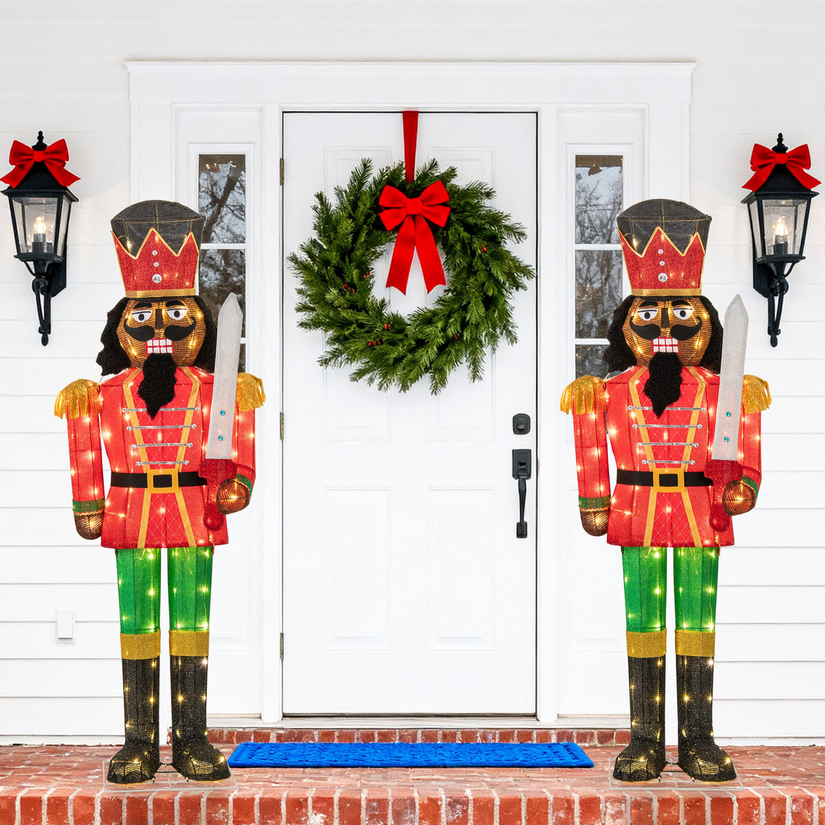 5 FT Giant Nutcracker with Glitter Sword for Outdoor-Christmas Inflatables-DECOROLALA