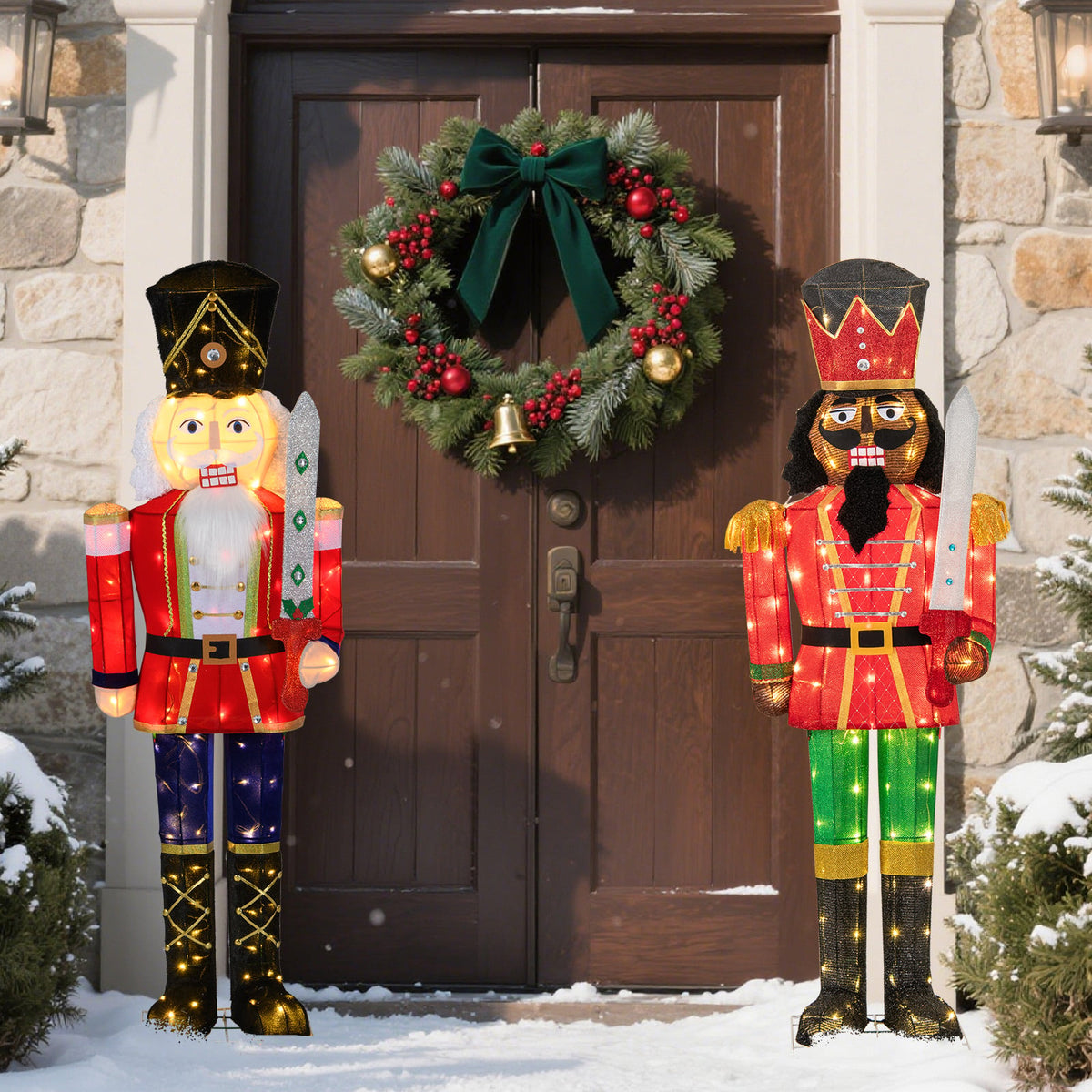 5 FT Giant Nutcracker with Glitter Sword for Outdoor-Christmas Inflatables-DECOROLALA