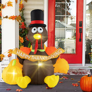 5 FT Inflatable Turkey with Pumpkin and LED Lights for Indoor Party-Thanksgiving Decorations-DECOROLALA