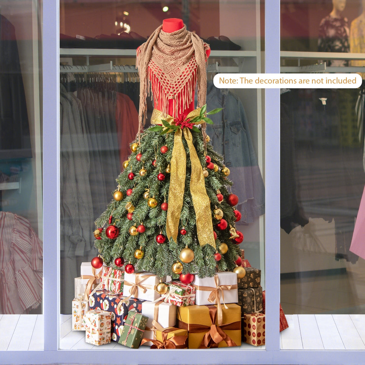 5 FT Pre-lit Mannequin Artificial Christmas Tree Dress Form Xmas Tree-Christmas Trees-DECOROLALA