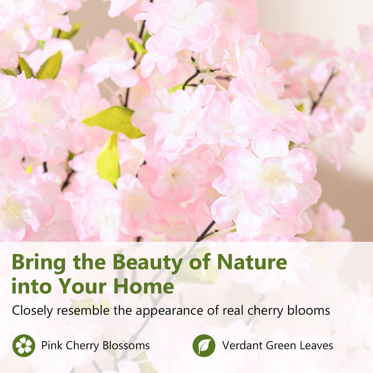 5 FT Tall Artificial Cherry Blossom Tree with Pink Flowers-1 Pack-Artificial Plants-DECOROLALA