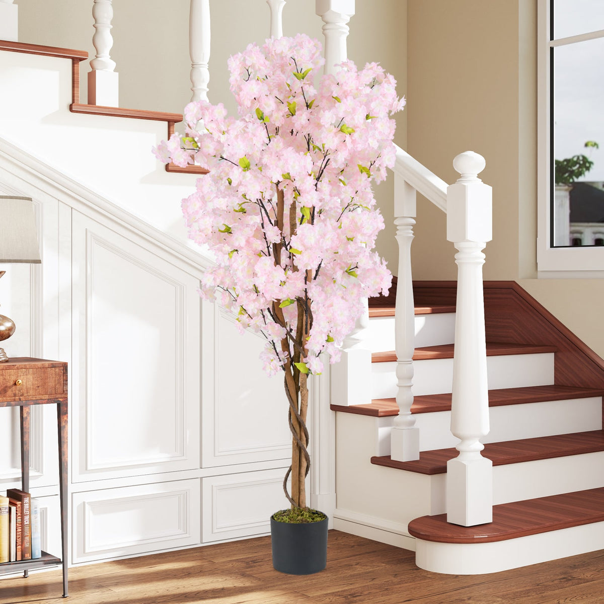 5 FT Tall Artificial Cherry Blossom Tree with Pink Flowers-1 Pack-Artificial Plants-DECOROLALA