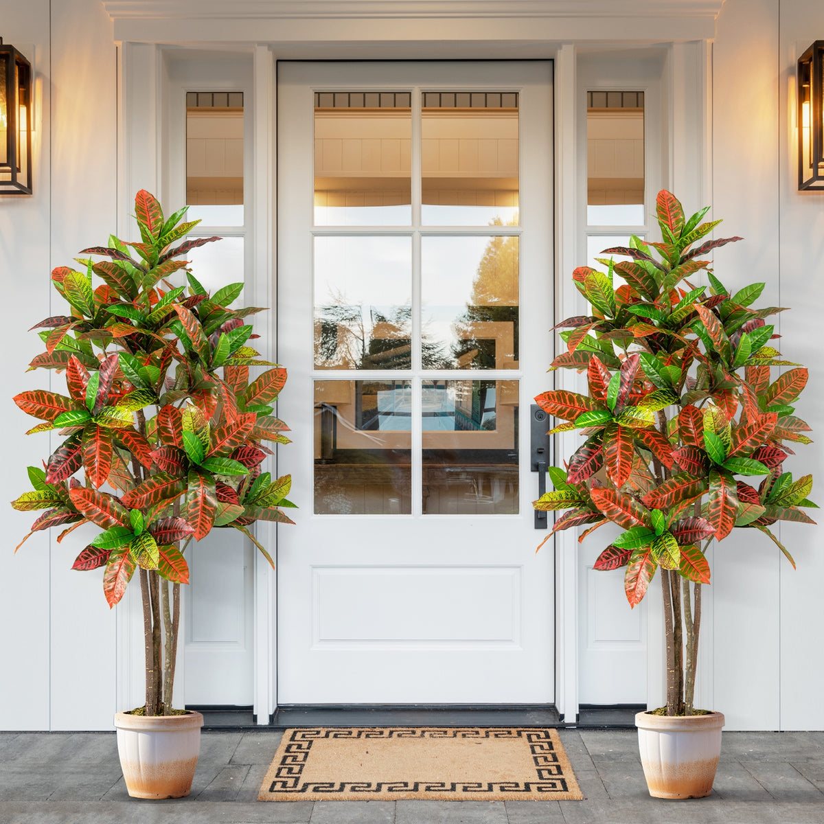 5 FT Tall Artificial Croton Plant with Gradient Leaves and Nursery Pot-1 Peice-Artificial Plants-DECOROLALA
