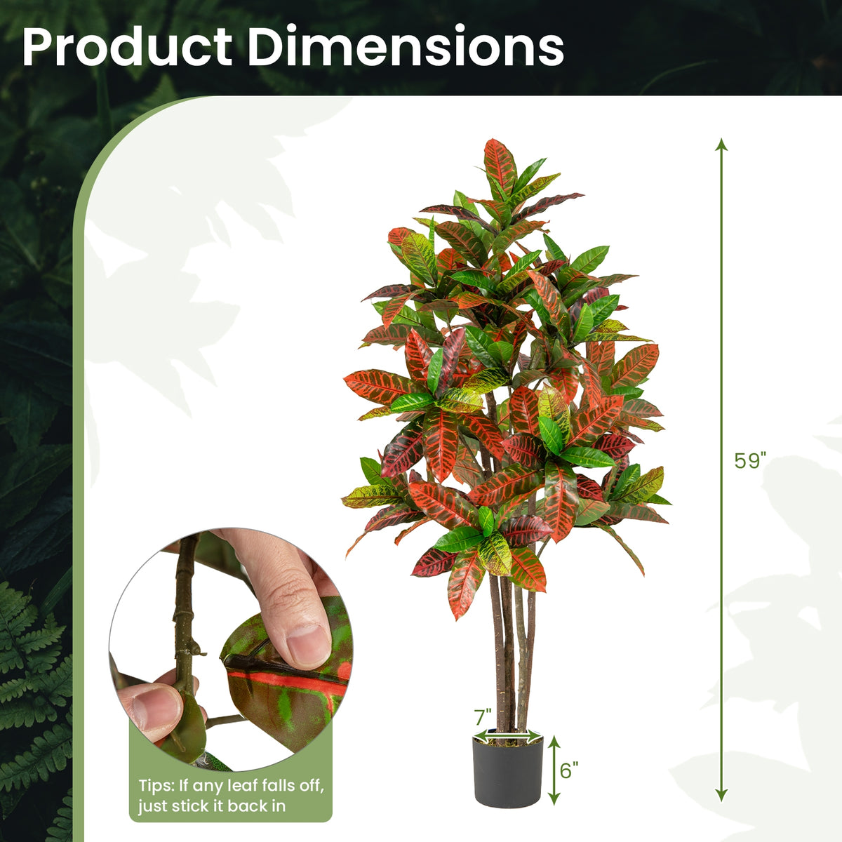 5 FT Tall Artificial Croton Plant with Gradient Leaves and Nursery Pot-1 Peice-Artificial Plants-DECOROLALA