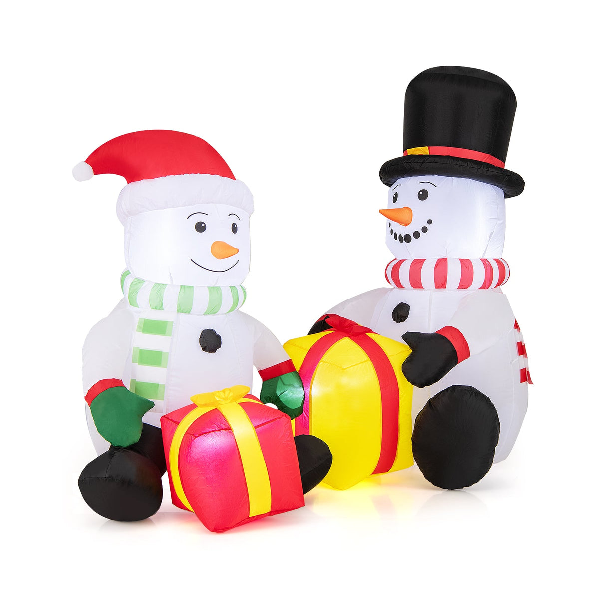 5 Feet 2 Cute Blow-up Snowman Christmas Inflatables with Gift Boxes-Christmas Inflatables-DECOROLALA