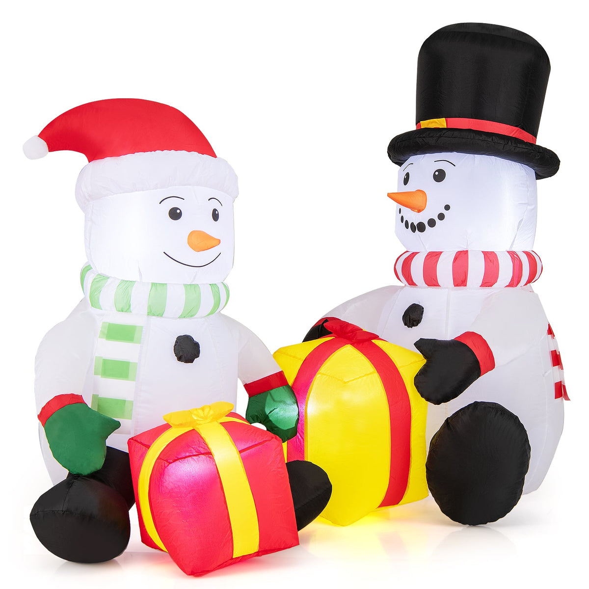 5 Feet 2 Cute Blow-up Snowman Christmas Inflatables with Gift Boxes-Christmas Inflatables-DECOROLALA