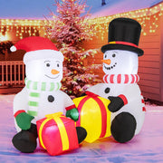 5 Feet 2 Cute Blow-up Snowman Christmas Inflatables with Gift Boxes-Christmas Inflatables-DECOROLALA