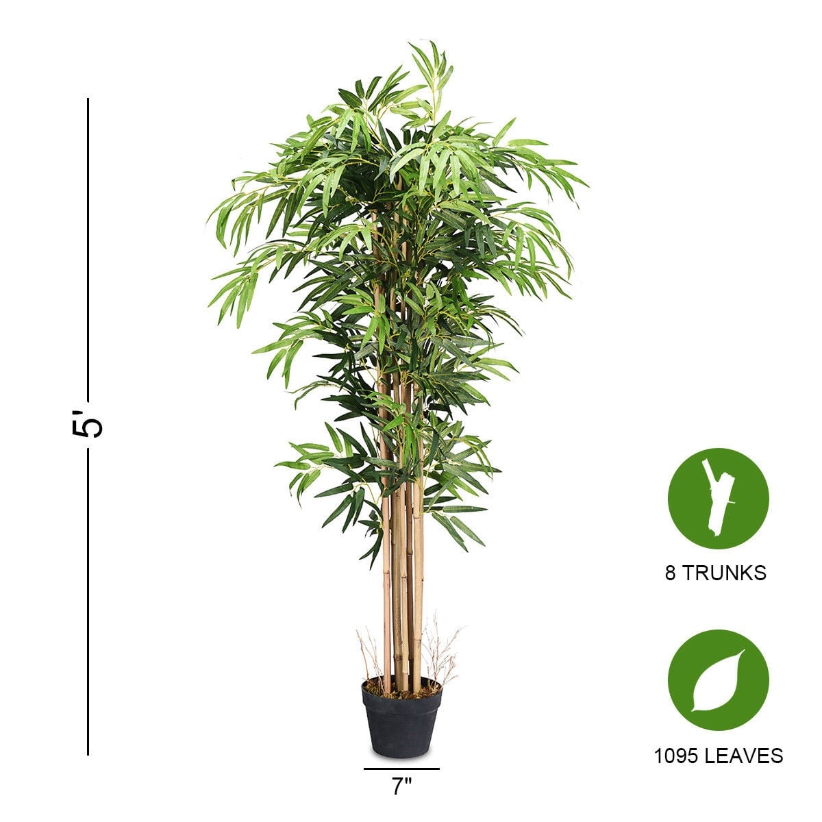 5-Feet Artificial Bamboo Silk Tree Indoor-Outdoor Decorative Planter-Artificial Plants-DECOROLALA