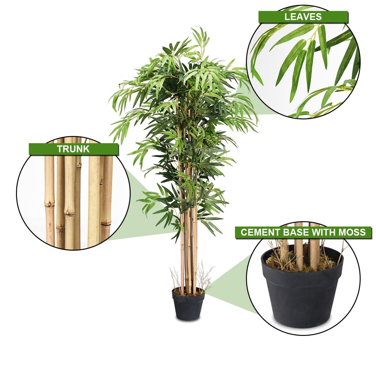 5-Feet Artificial Bamboo Silk Tree Indoor-Outdoor Decorative Planter-Artificial Plants-DECOROLALA