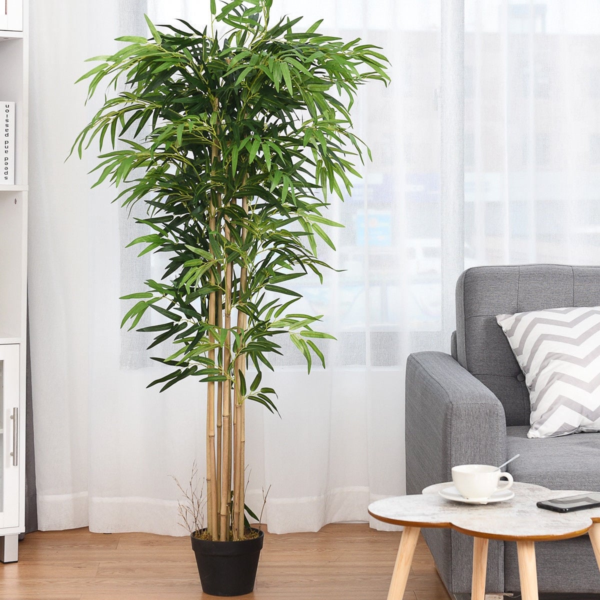 5-Feet Artificial Bamboo Silk Tree Indoor-Outdoor Decorative Planter-Artificial Plants-DECOROLALA