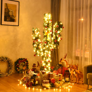 5 Feet Artificial Cactus PVC Christmas Tree with LED Lights and Ball Ornaments-5 ft-Christmas Trees-DECOROLALA