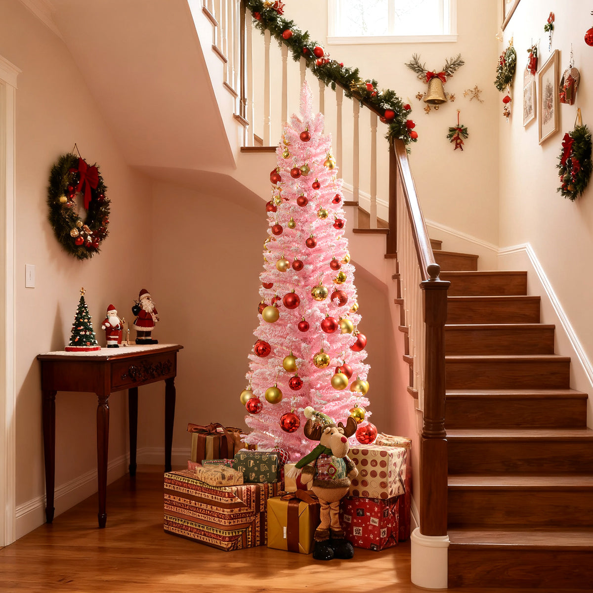 5 Feet Artificial Christmas Tree with 328 Branch Tips and Folding Metal Stand for Home-Christmas Trees-DECOROLALA
