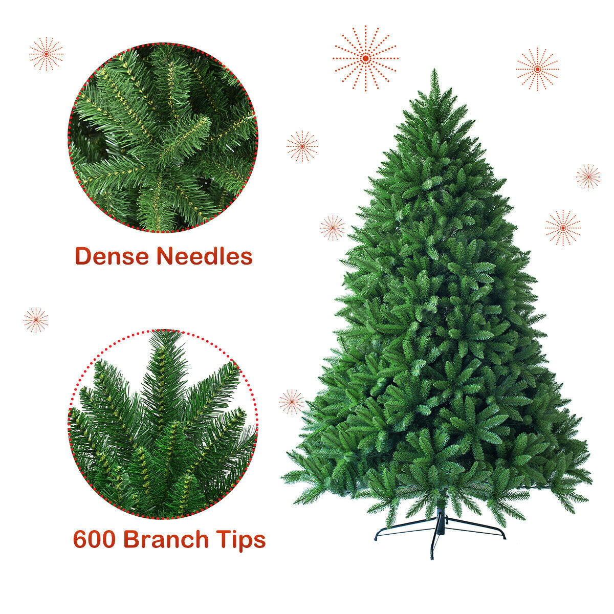 5 Feet Artificial Fir Christmas Tree with 600 Branch Tips-Christmas Trees-DECOROLALA