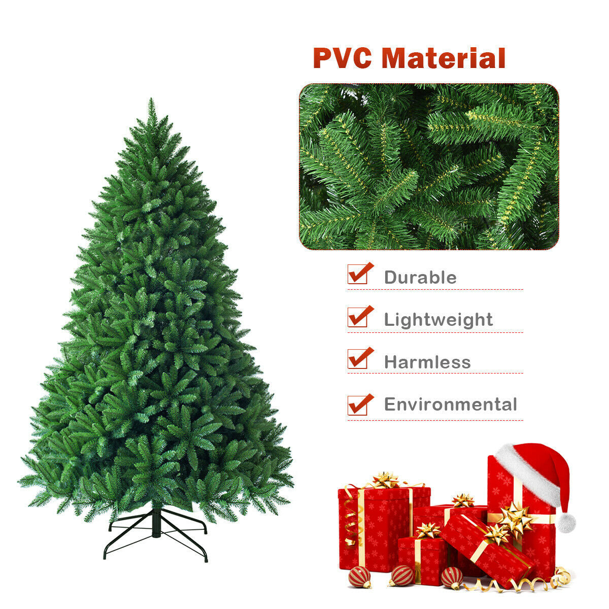5 Feet Artificial Fir Christmas Tree with 600 Branch Tips-Christmas Trees-DECOROLALA