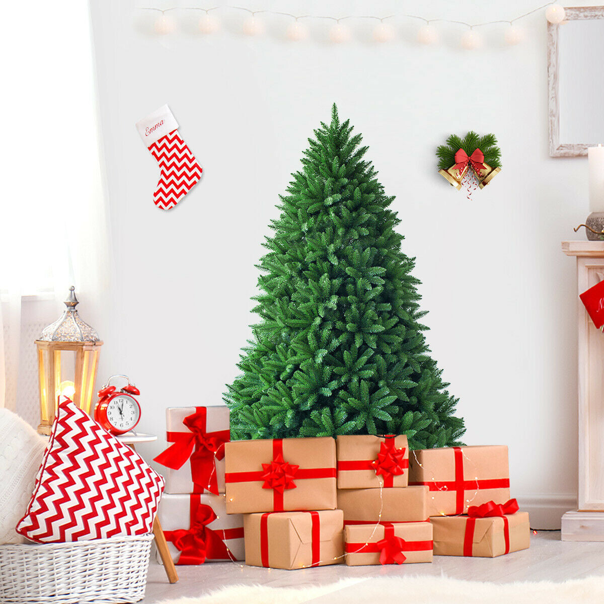 5 Feet Artificial Fir Christmas Tree with 600 Branch Tips-Christmas Trees-DECOROLALA