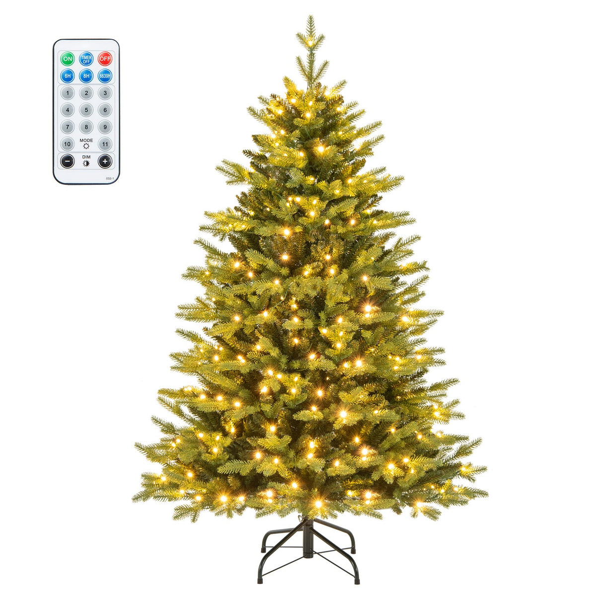 5 Feet Artificial Xmas Tree Hinged with 11 Lighting Modes and Remote Control-5 ft-Christmas Trees-DECOROLALA