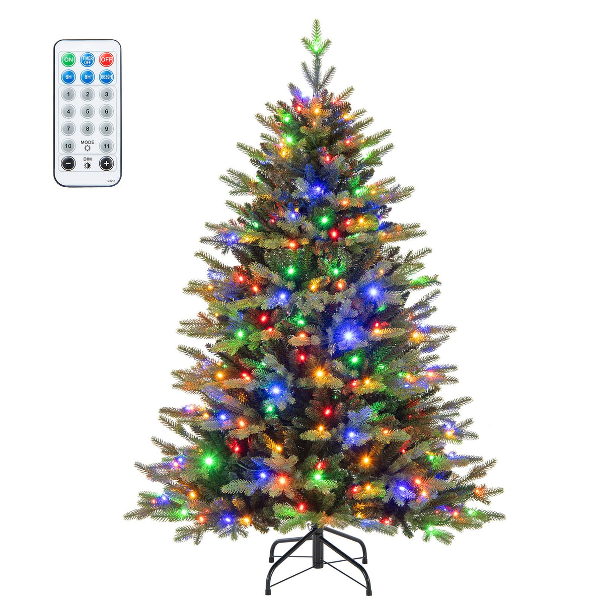 5 Feet Artificial Xmas Tree Hinged with 11 Lighting Modes and Remote Control-5 ft-Christmas Trees-DECOROLALA