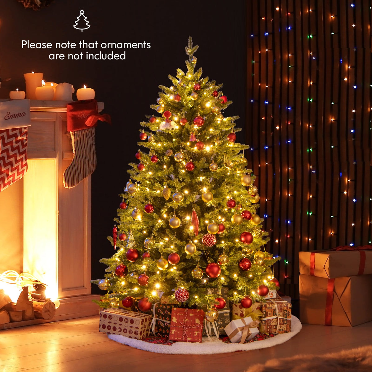5 Feet Artificial Xmas Tree Hinged with 11 Lighting Modes and Remote Control-5 ft-Christmas Trees-DECOROLALA