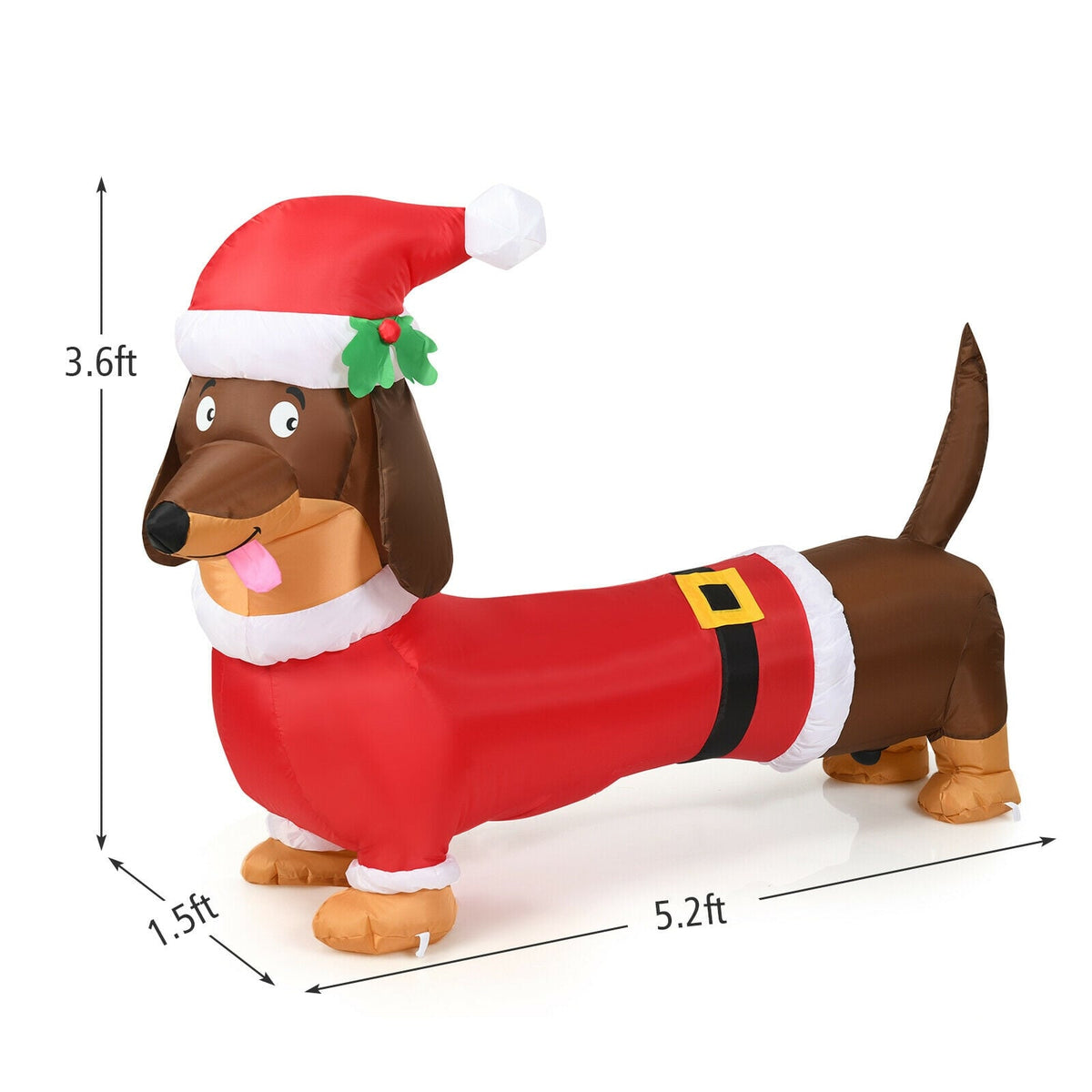 5 Feet Inflatable Christmas Dog with LED Lights-Christmas Inflatables-DECOROLALA