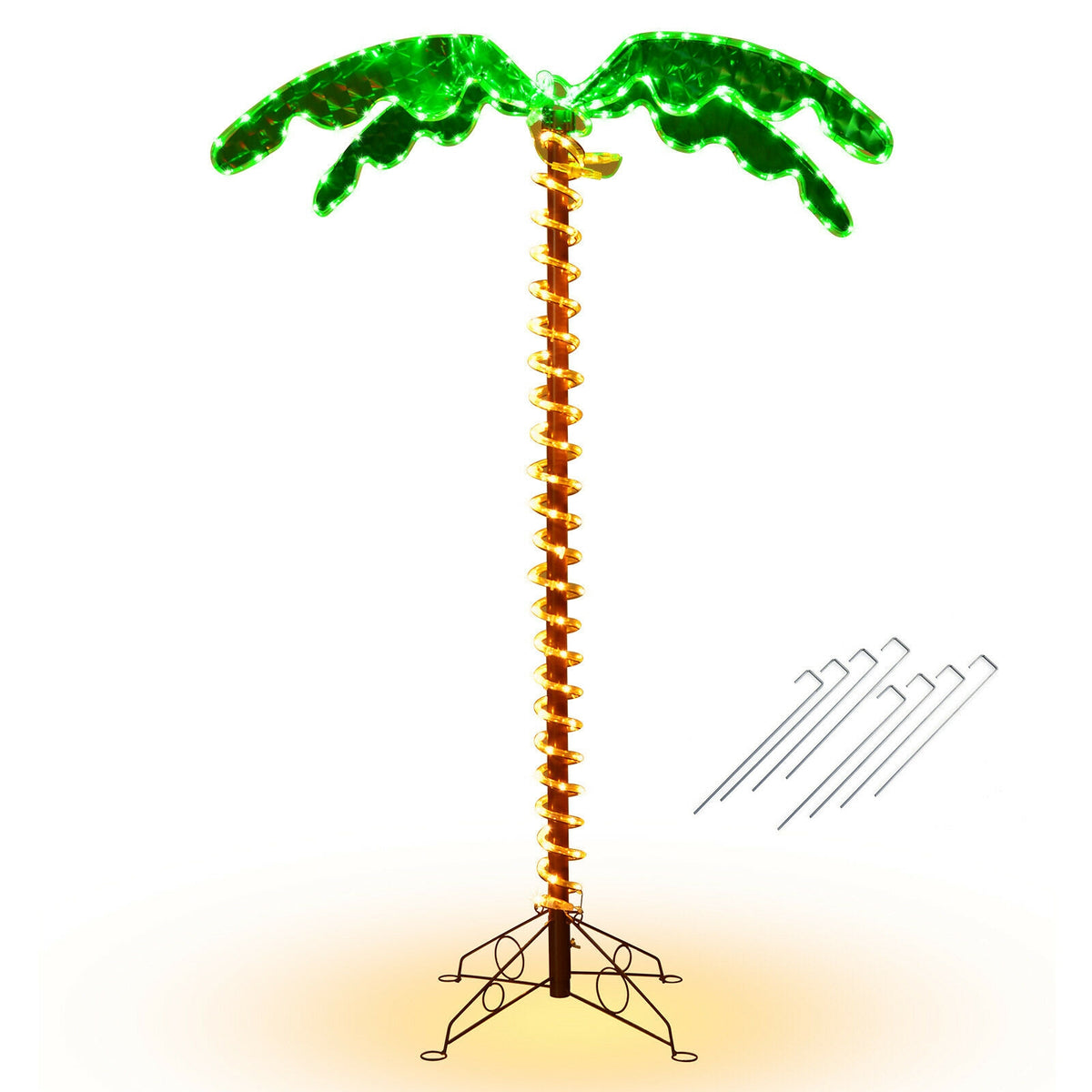 5 Feet LED Pre-lit Palm Tree Decor with Light Rope-Christmas Decorations & Accessories-DECOROLALA